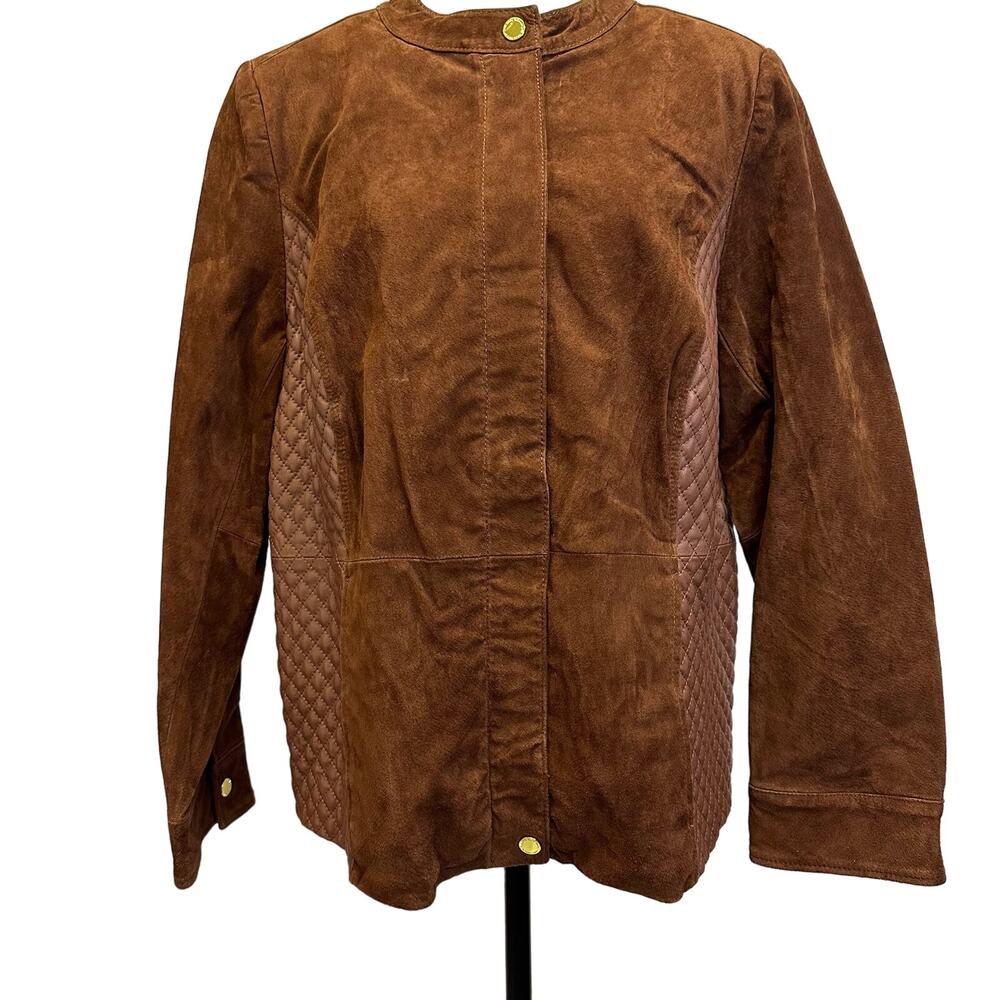 Isaac Mizrahi Live! Genuine Leather Quilted Jacket - Size 18W